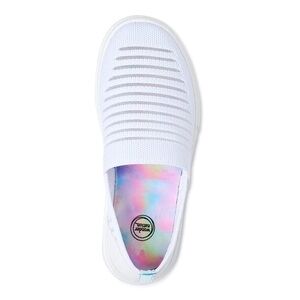 Wonder Nation Girls’ Twin Gore Sneakers, Easy On/Off, White, Size 5